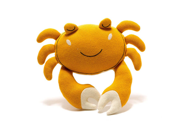 Best Years Ltd - Tactile Crab Plush Toy Knitted Organic Cotton in Mustard