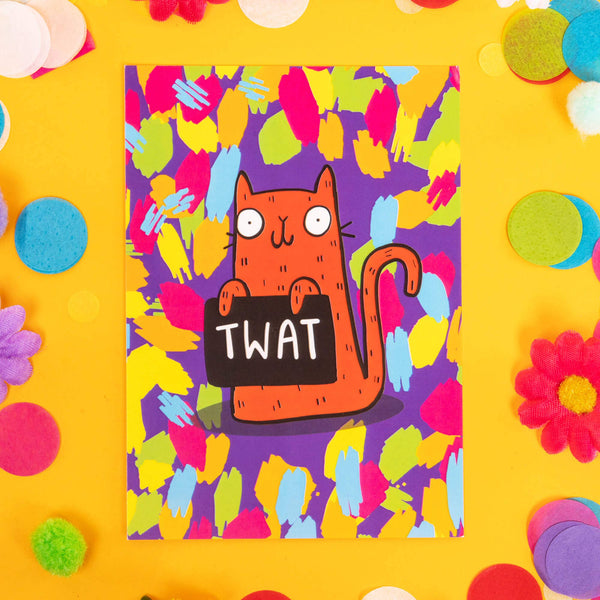 Katie Abey - 5 x Sweary Cat Red Rude A6 Postcard