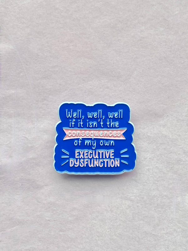 Fluffmallow - Executive dysfunction neurodivergence enamel pin: Without cello bags