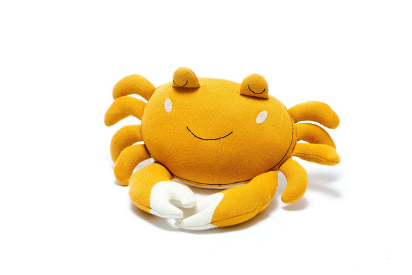 Best Years Ltd - Tactile Crab Plush Toy Knitted Organic Cotton in Mustard