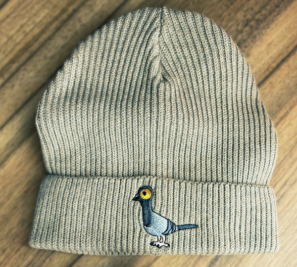 Adults Chunky Beanie | Embroidered rock pigeon