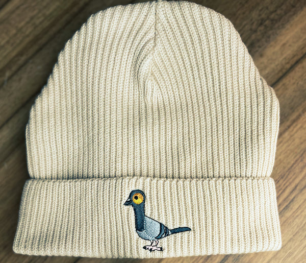 Adults Chunky Beanie | Embroidered rock pigeon