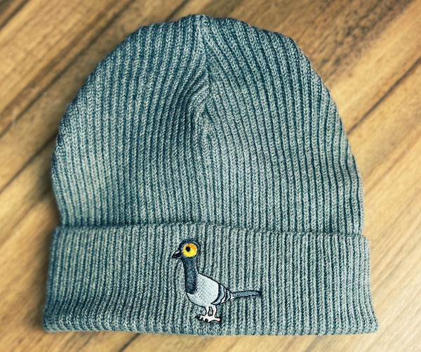 Adults Chunky Beanie | Embroidered rock pigeon