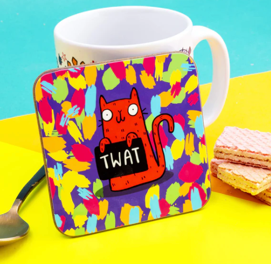 Katie Abey  - Sweary Cat Twat Coasters