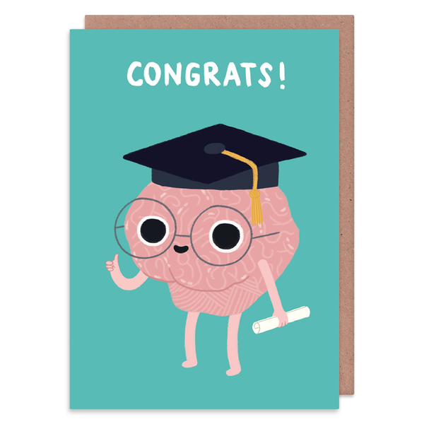 Whale & Bird - Congrats Brain Graduation Greeting Card