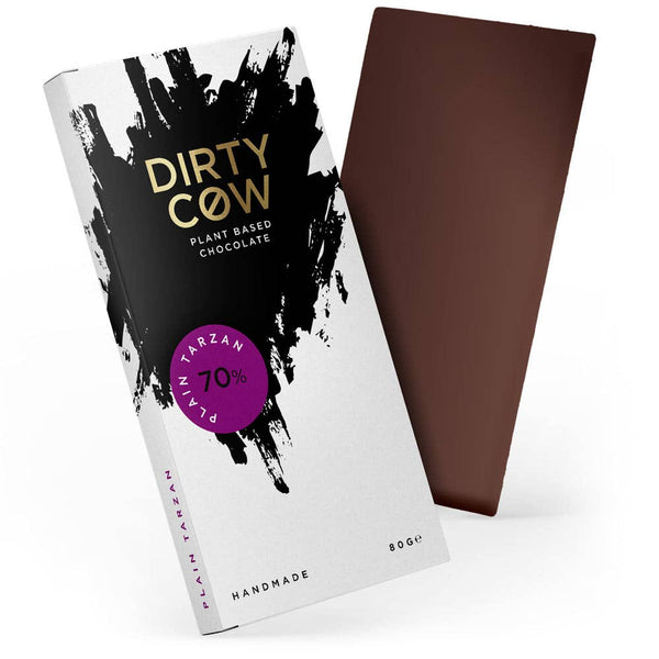 DIRTY COW CHOCOLATE - PLAIN TARZAN PLANT BASED VEGAN CHOCOLATE BAR