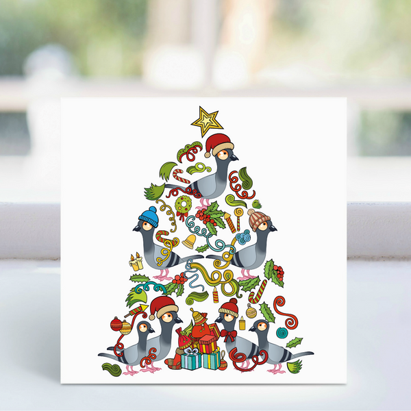 Pigeon Tree Christmas Card - Single Card