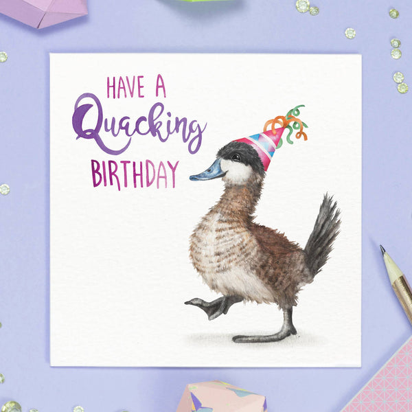 Citrus Bunn - Quacking Birthday - Ruddy Duck British Bird Greetings Card