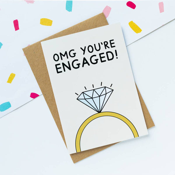 Jeff and the Squirrel - OMG You're Engaged Wedding Ring Greeting Card | Recycled