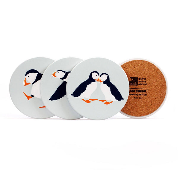 Coasters Set of 4 Ceramic - RSPB (Puffin)