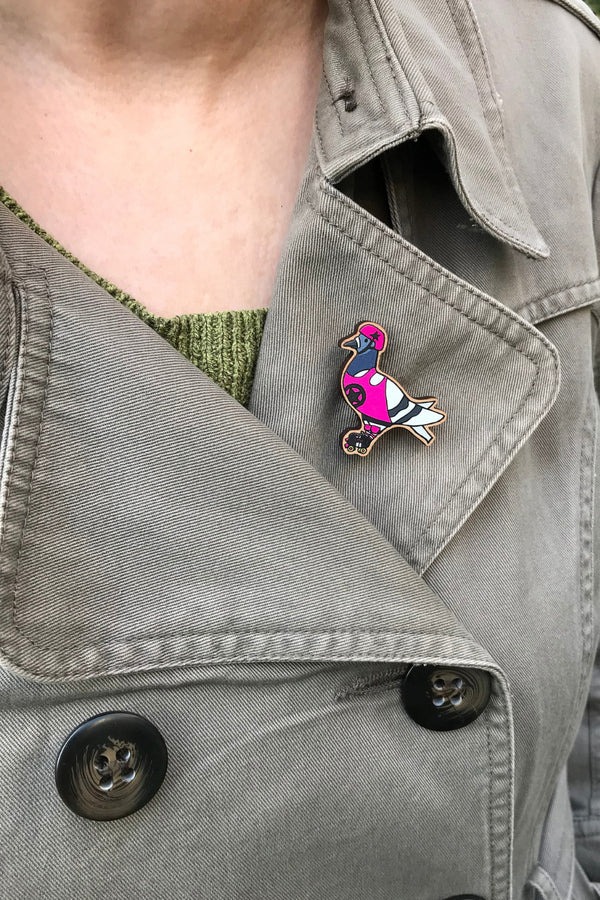 Fred the Pigeon Roller Derby Coosplay pin badge