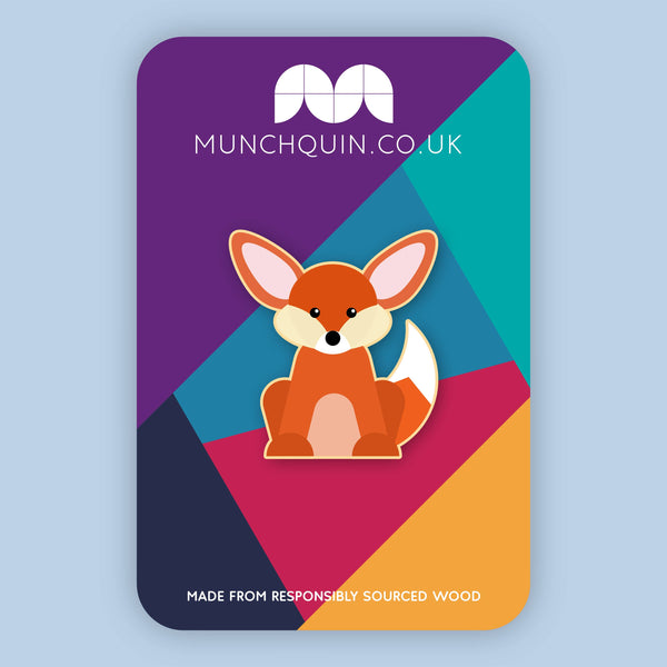 Munchquin - Cute little fox eco-friendly wooden pin badge