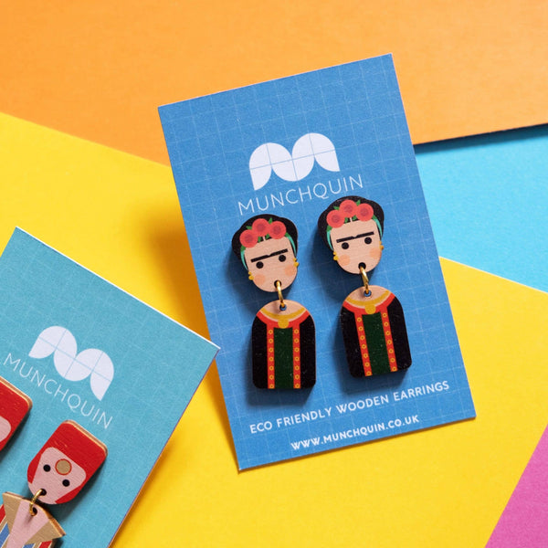 Hey There Munchquin - Freddie Mercury - wooden dangle earrings