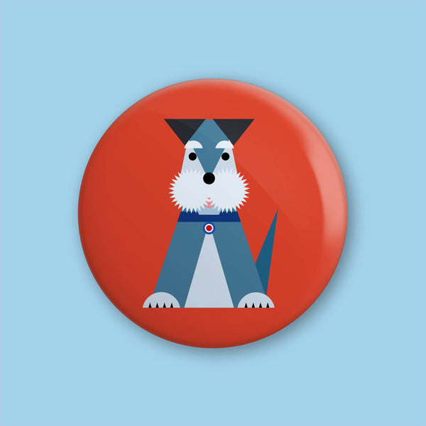 Hey There Munchquin - 38MM SALT & PEPPER SCHNAUZER METAL BUTTON BADGE