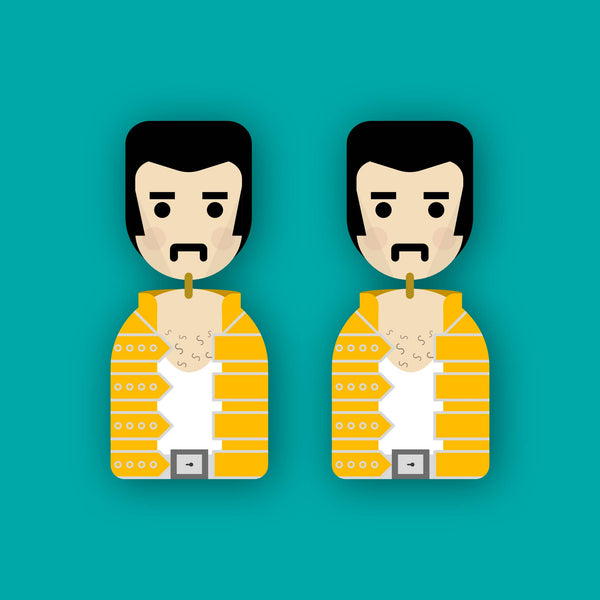 Hey There Munchquin - Freddie Mercury - wooden dangle earrings